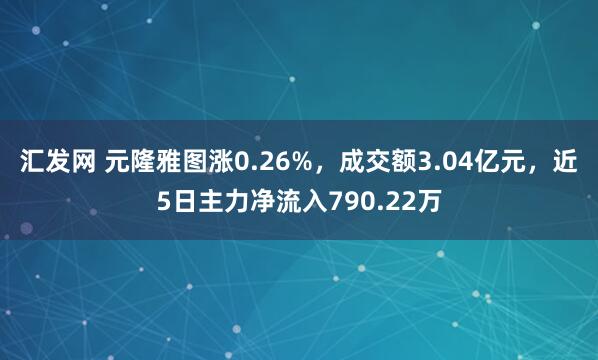 汇发网 元隆雅图涨0.26%，成交额3.04亿元，近5日主力净流入790.22万